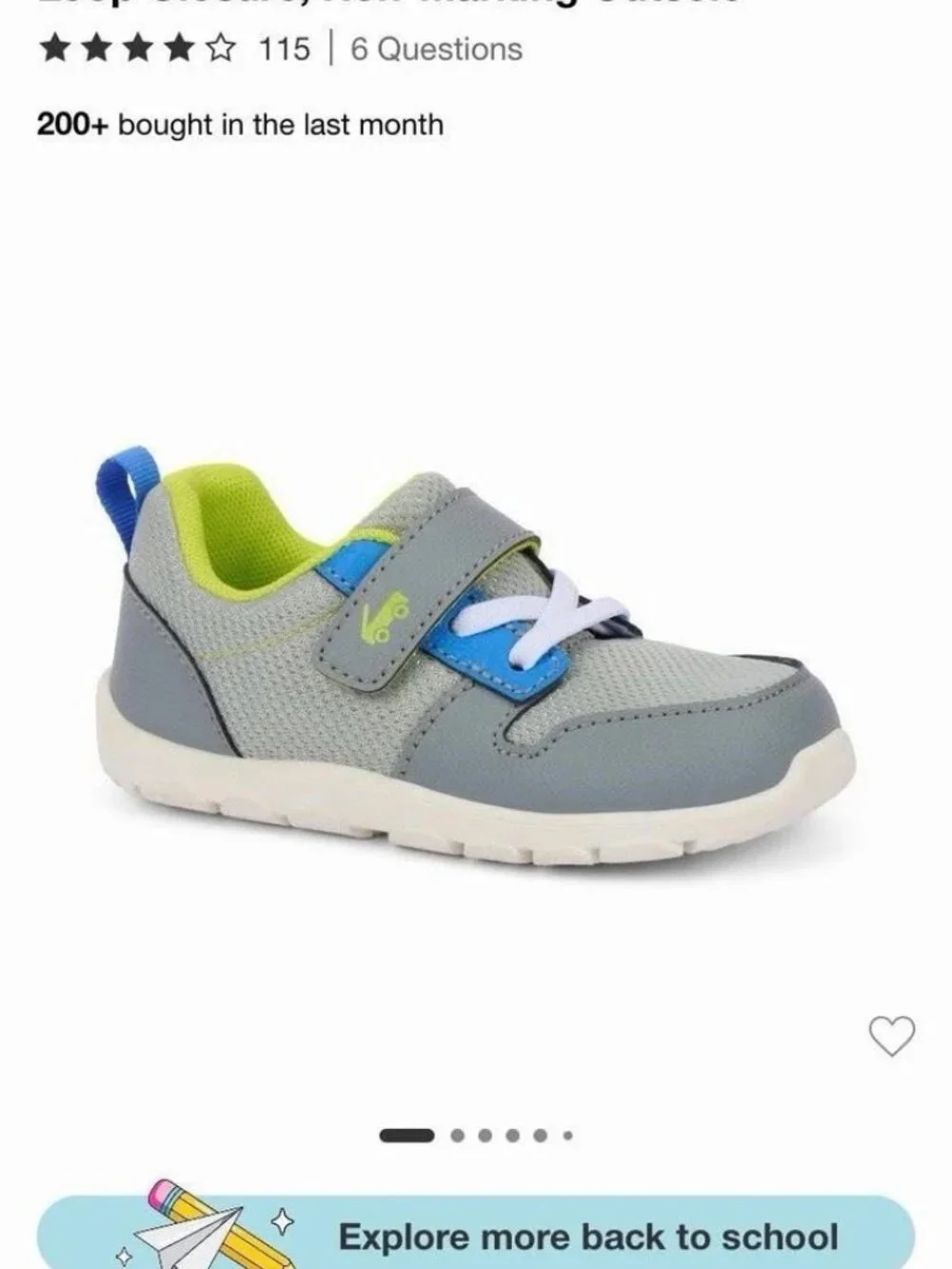 See Kai Run Basics Gray and Lime Toddler Tenny Sneakers Size 4